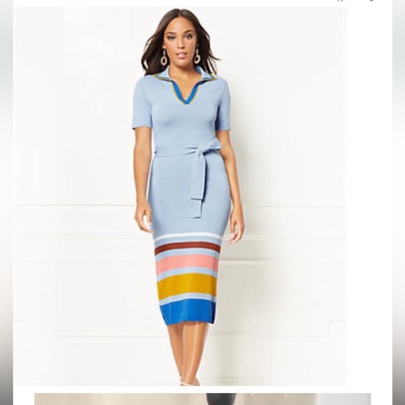 eva mendes for New York & Company Dresses & Skirts - EVA MENDES for NEWYORK & CO MAXI DRESS BLUE LONG STRAIGHT COLLARED SIZE MEDIUM